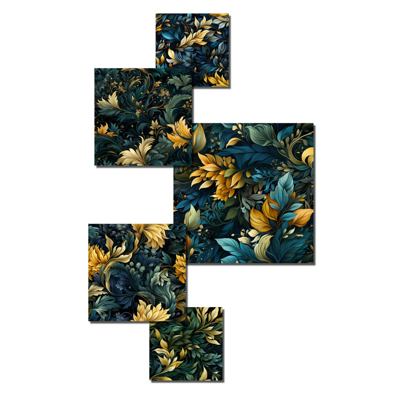 Humphrey - Ensemble de 5 décorations murales florales