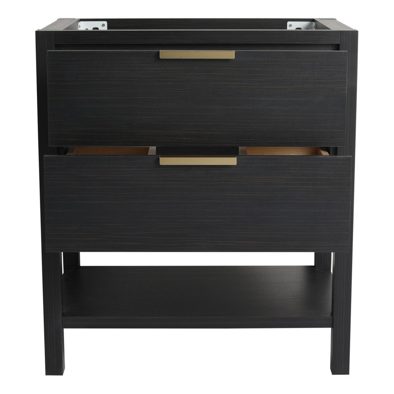 Meuble-lavabo à 2 tiroirs 2 tablettes, 30", Black