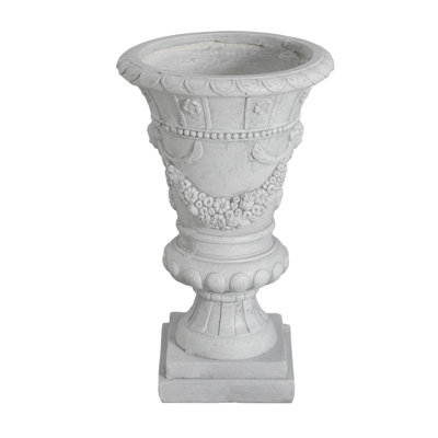 Urne de jardin grise de 23,9 po de hauteur, l 14,5 po x P 14 po, peinte à la main de façon unique, trou de drainage pour la santé des plantes, sans urne d'assemblage en gris, haute, dimensions, finition, bouchon, prête à être utilisée immédiatement
