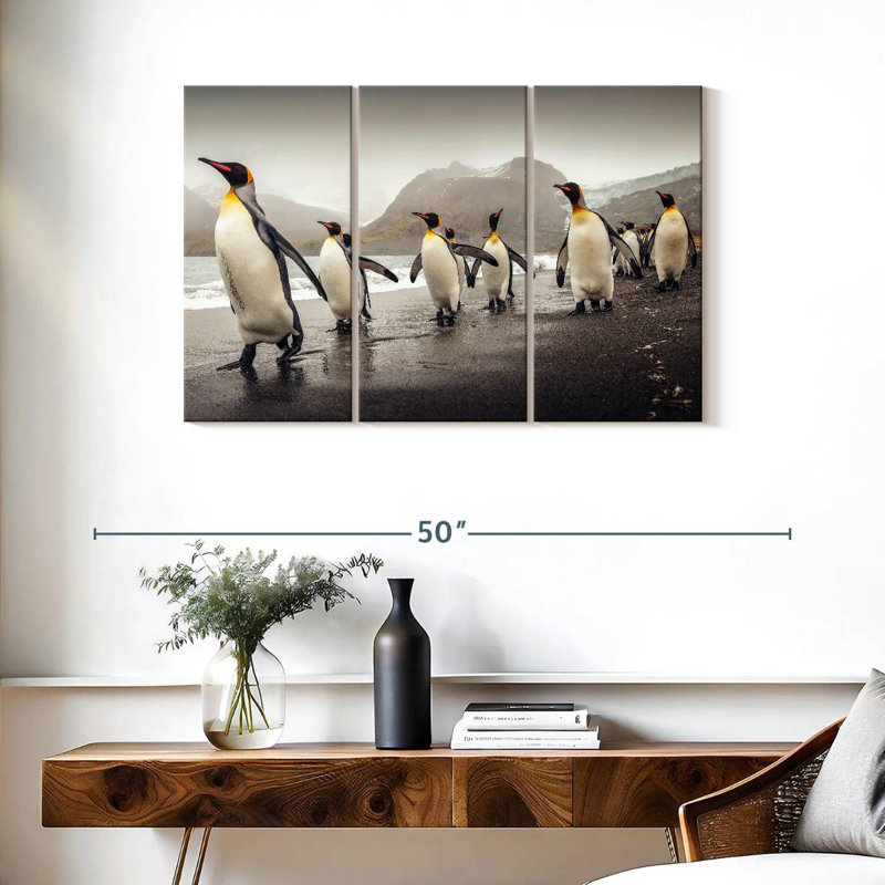 Brampt Penguins Along The Beach, 24" H x 38" W