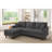 Corduroy Upholstered Sectional With Wooden Legs & Toss Pillows-2096511357