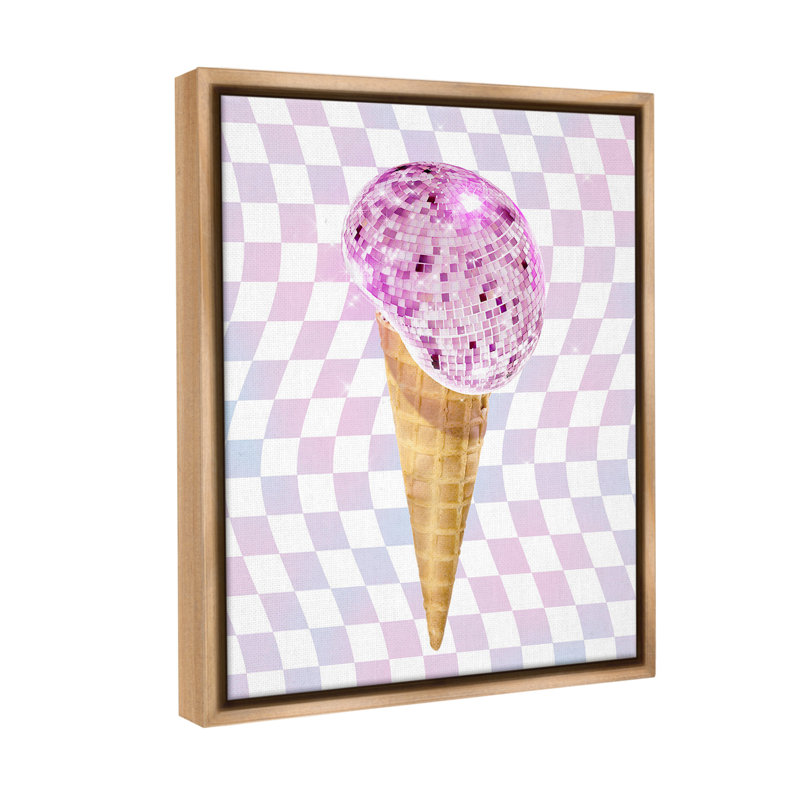 «Checkered Disco Ice Cream Floater Frame» par Ziwei Li sur toile, H 31 po x l 25 po, Cadre flottant orme Montalcino