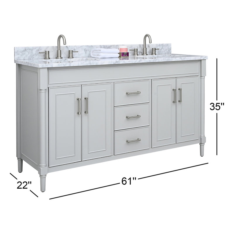Bristol 61'' W Double Vanity, Light Gray