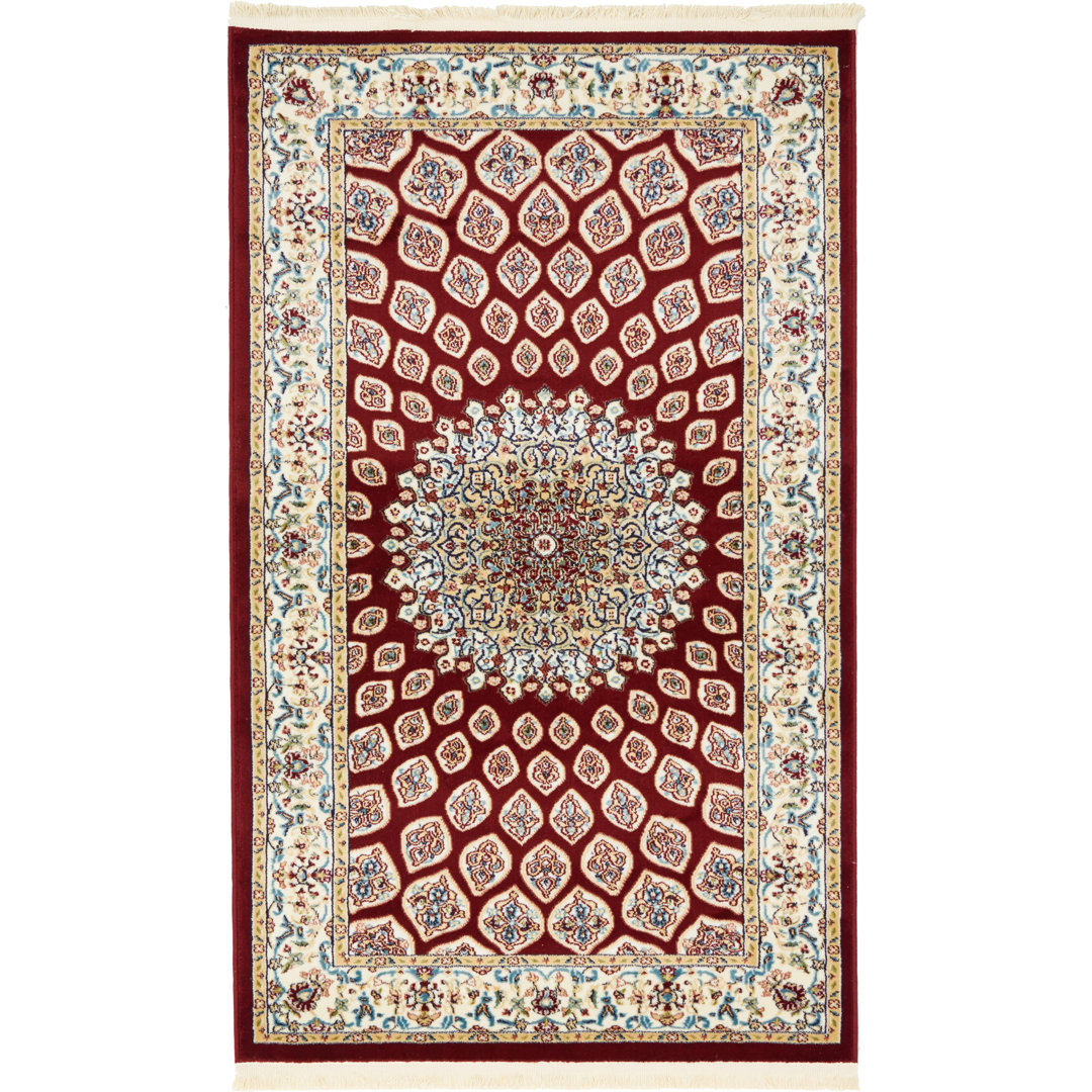 Jackson Oriental Burgundy/Cream Area Rug Astoria Grand Rug