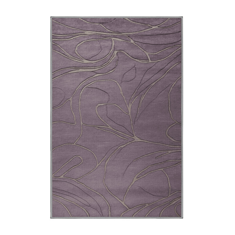 Machine Washable Abstract Pink Area Rug, Runner 2' x 5'