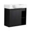Meuble-lavabo de 61 cm (24 po), fini chêne foncé, lavabo en céramique blanche, charnières, design contemporain, grand espace de rangement