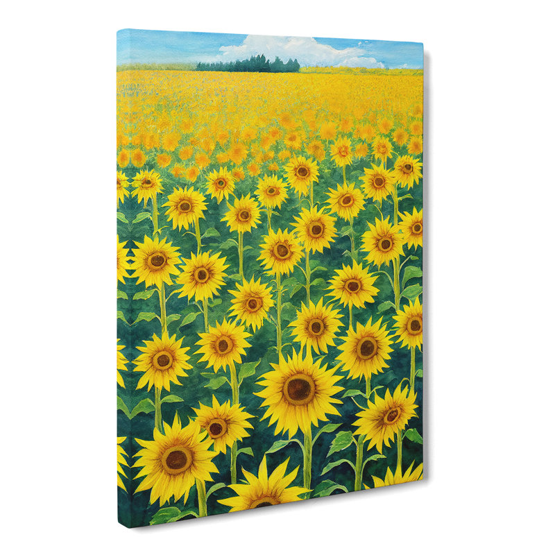 Watercolour Sunflower Field Vol.2 - Wrapped Canvas, 50cm H x 35cm W x 3cm D