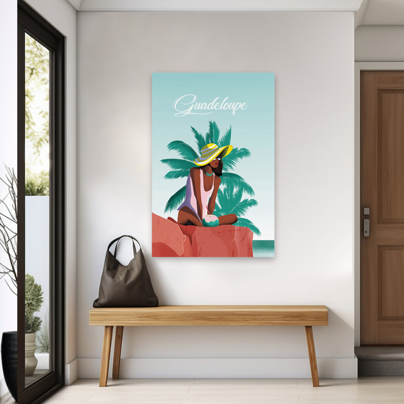 Bord de mer de Guadalupe; Bleu français aventure française, H 60 po x l 40 po