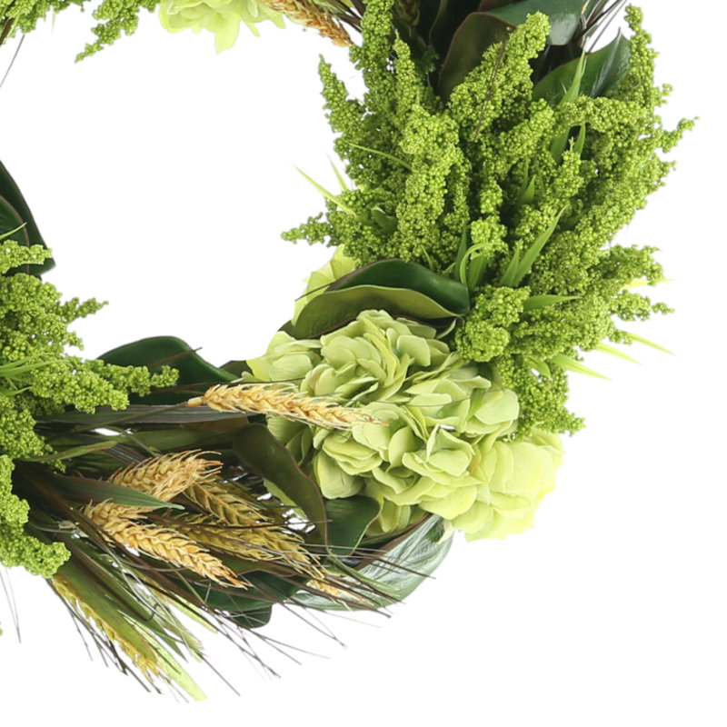 Couronne d'hortensias et de bruyère de 56 cm