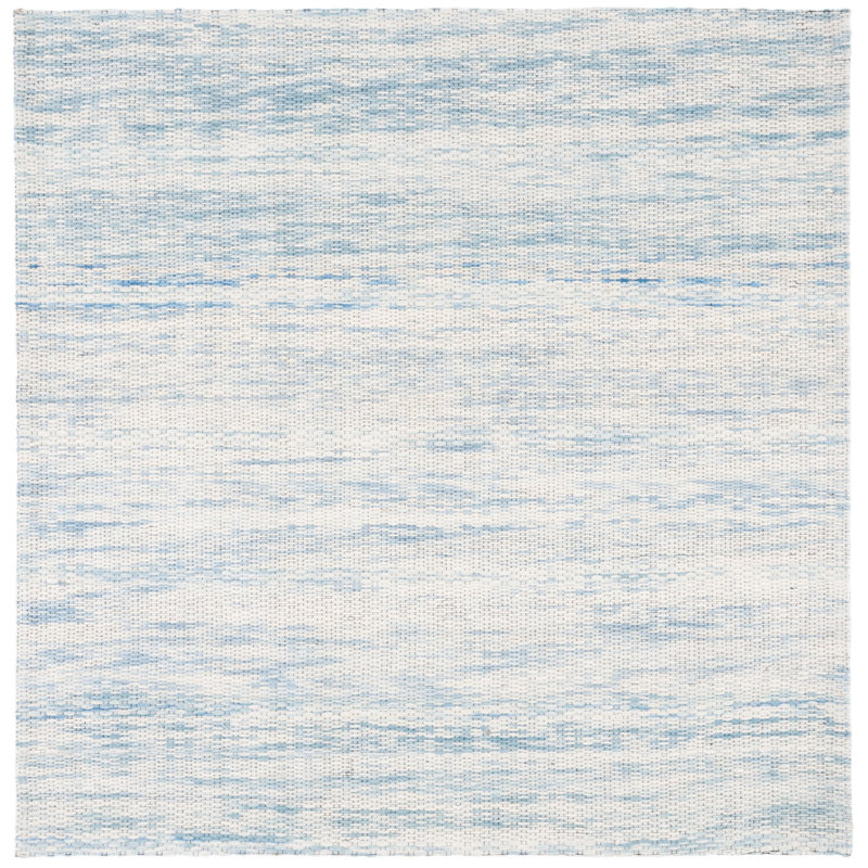 Aon Handwoven Wool Blue/Ivory Area Rug, Square 6'