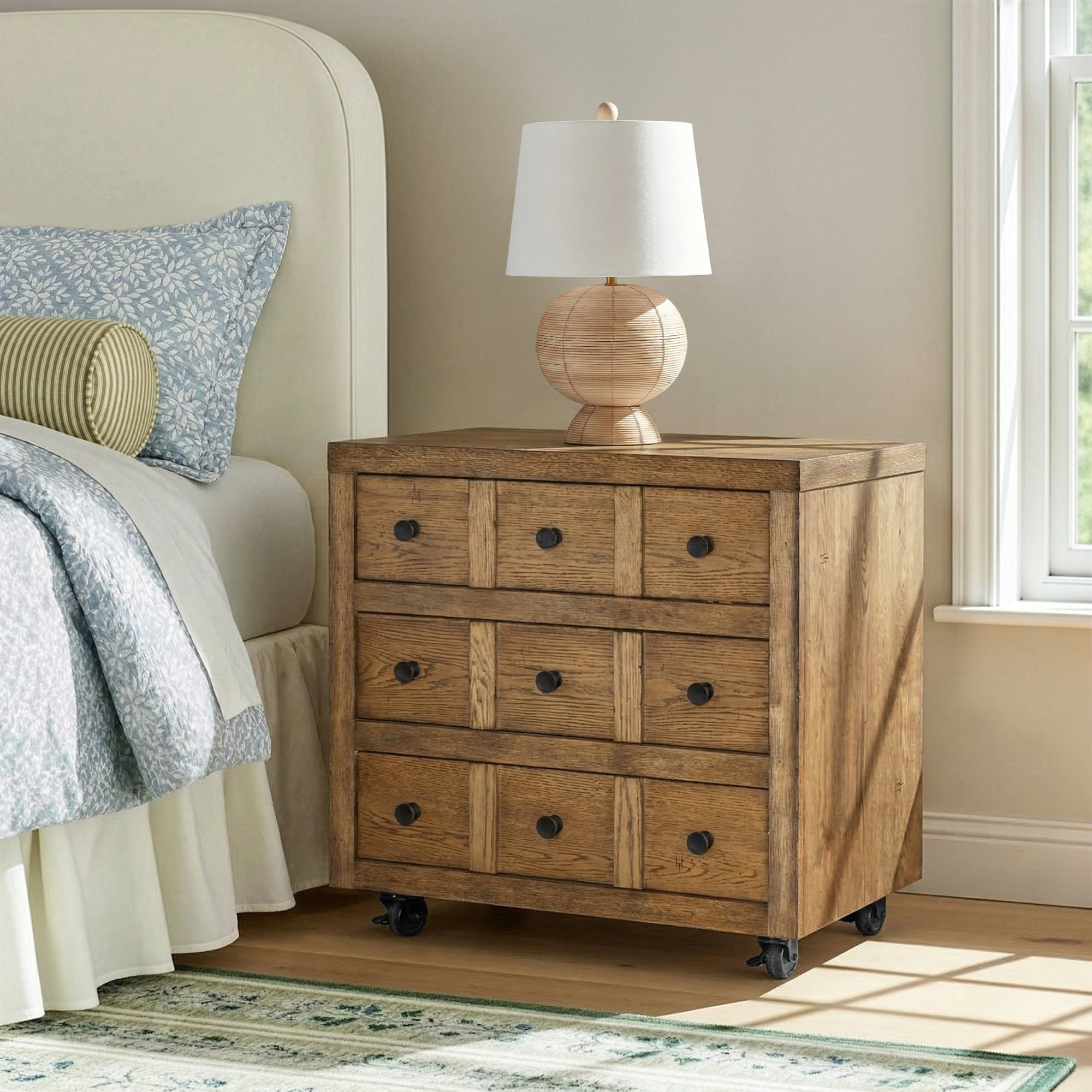 Country Living 3-Drawer Nightstand, Brown