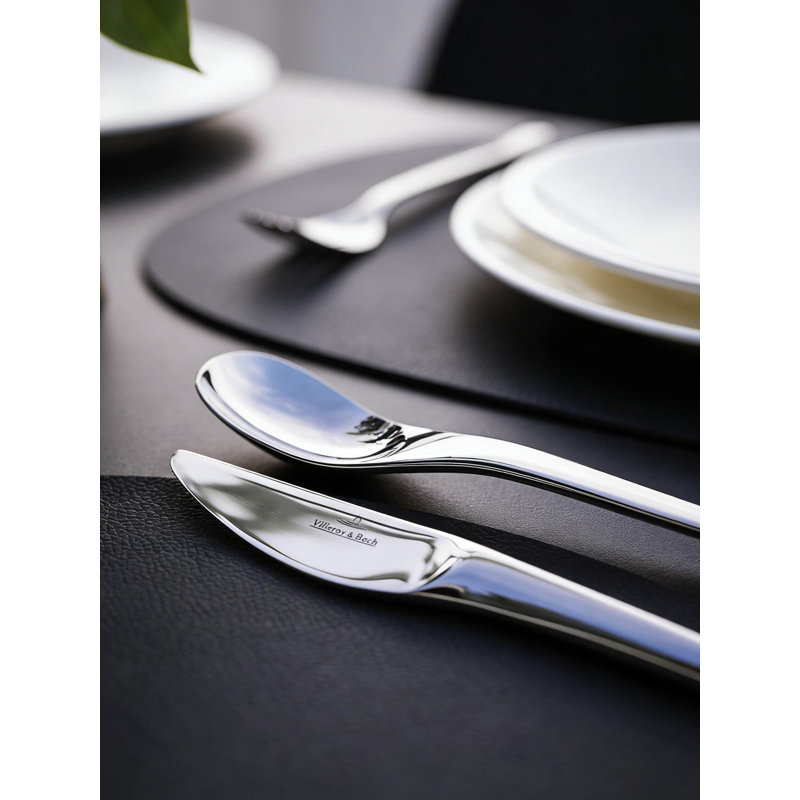 Service de table 5 pièces, couverts en acier inoxydable 18/10 avec design asymétrique moderne, va au lave-vaisselle