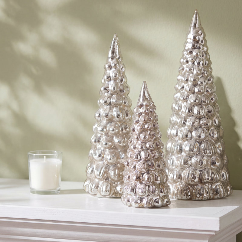 Embossed Mercury Glass Trees