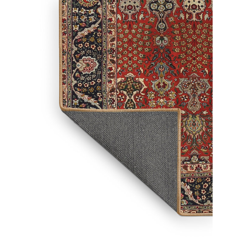 Tapis vert/rouge/brun traditionnel Mikolas, Rectangle 3 pi x 5 pi