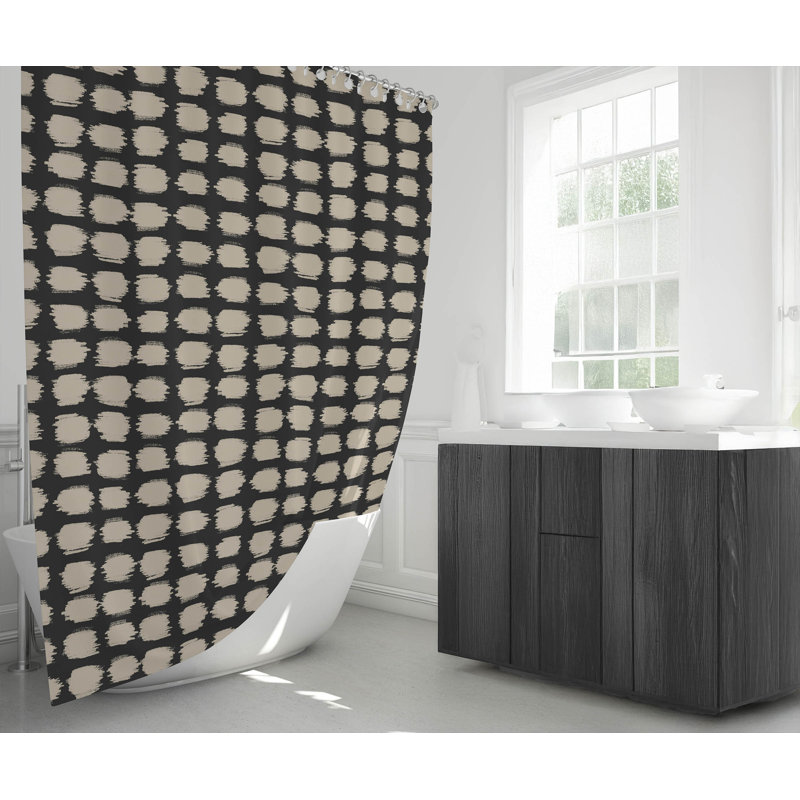 Rideau de douche ultra-mince à pois, Gris anthracite