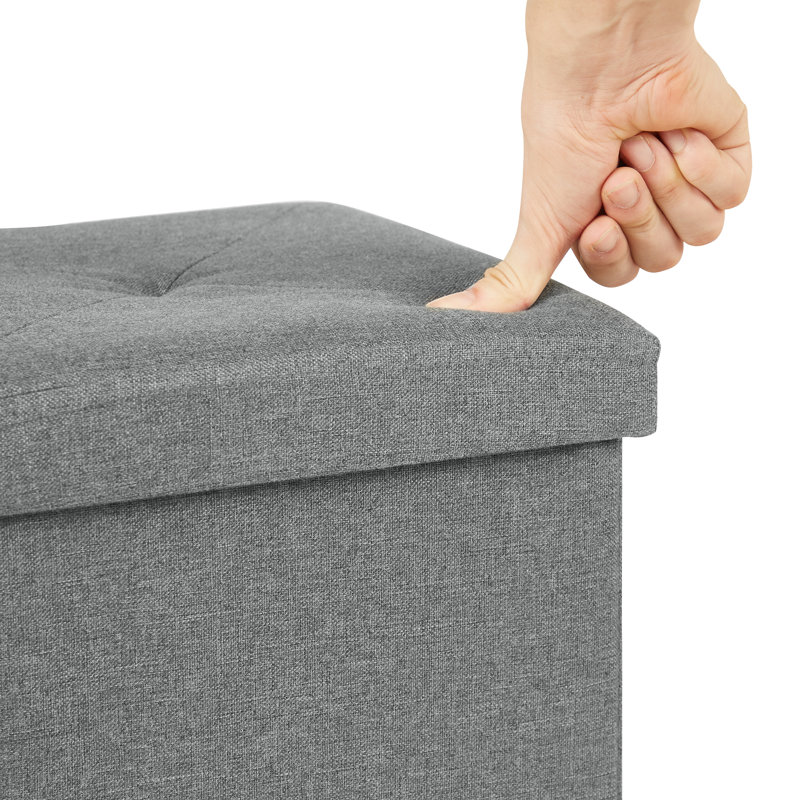 Trower Upholstered Ottoman, Dark Grey Polyester Blend