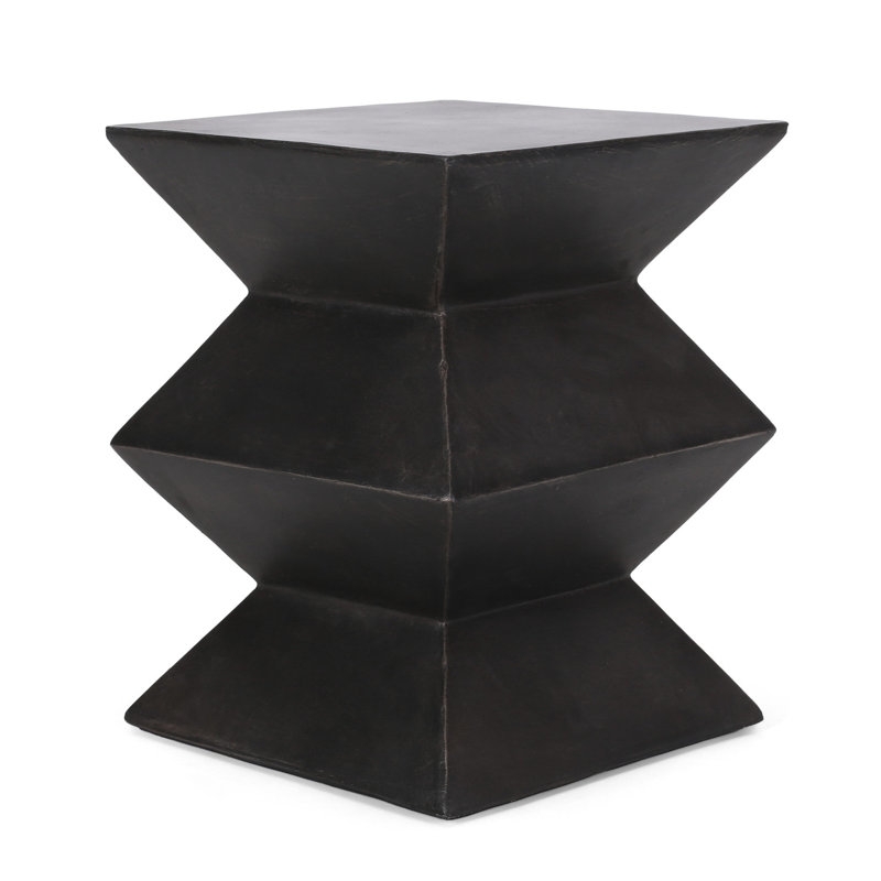 Geometric Lightweight Concrete Side Table - Copper Colored, , 15.51"w X 15.51"d 19.77"h, Ready To Use Outdoors Modern Desk Lines, Copper, And Functional
