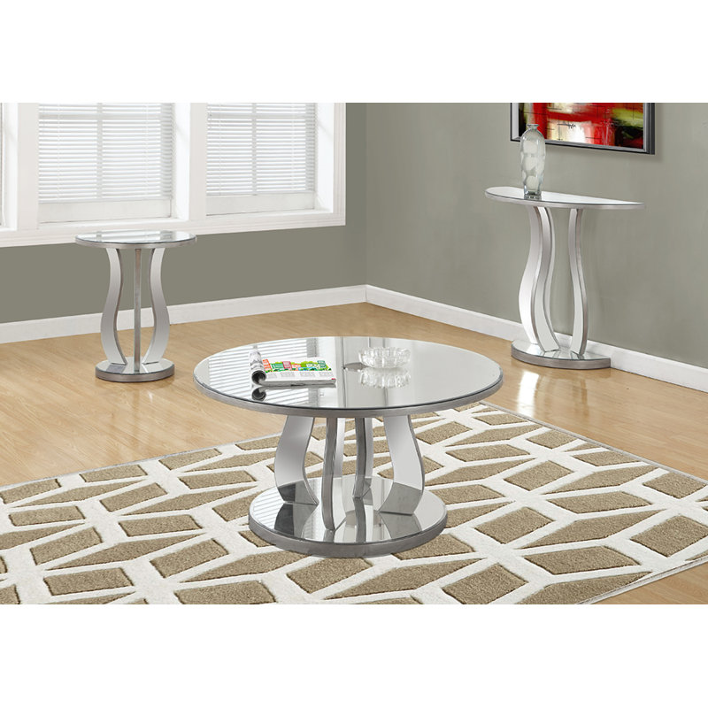 Miramontes 36'' Glass Top Console Table, Nickel