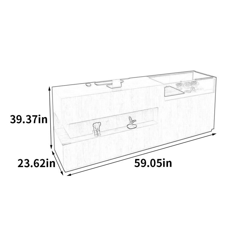 Vitrine simple et moderne, H 39,37 po x l 59,05 po x P 23,62 po