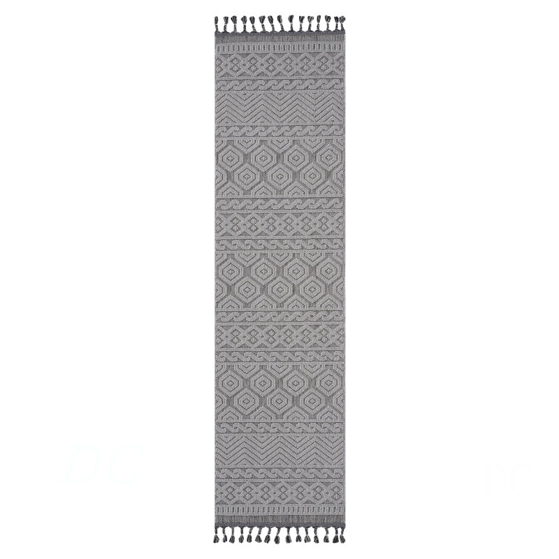 Guros Collection 2X8 Geometric Indoor / Outdoor Runner Rug, Runner 2'2" x 8'