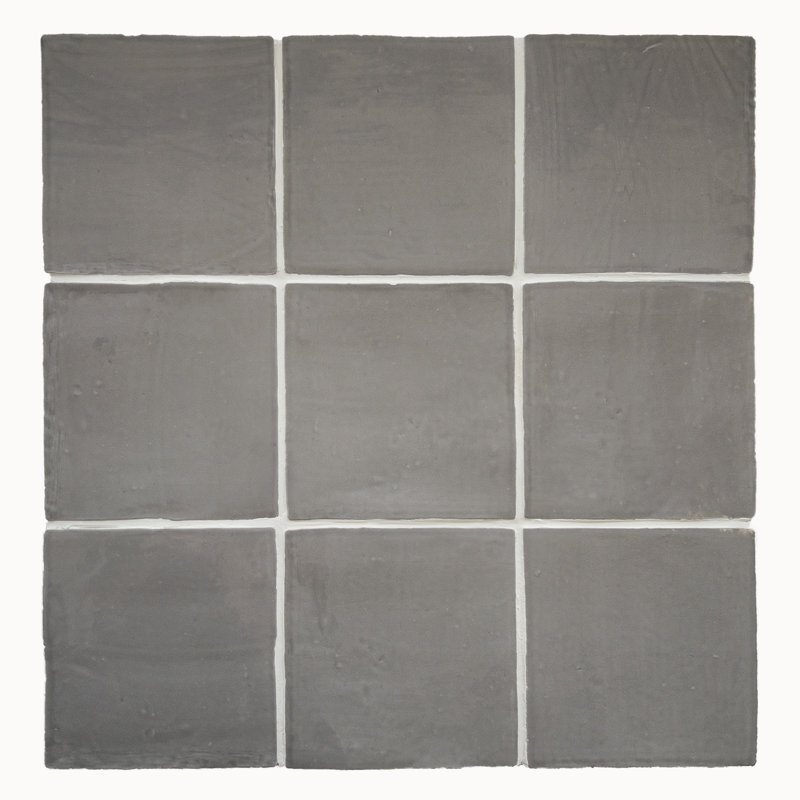 Harper 5" x 5" Beveled Ceramic Tile, Gray