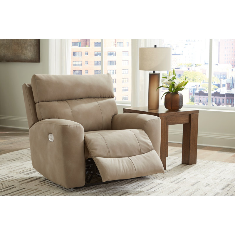 Lakaiya Power Recliner, Brown Faux Leather