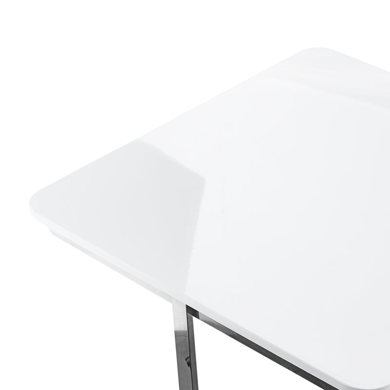 Aili Pedestal Coffee Table with Storage For Bedroom, White/Chrome