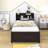 Wood Platform Bed with Trundle and Bookcase-2140958821-2140958822