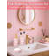 Ensemble d'accessoires de salle de bain, ensemble d'accessoires de salle de bain 4 pièces, comprend distributeur de savon à lotion, porte-brosse à dents, gobelet, porte-savon, ensemble complet de salle de bain en céramique, ensemble de lavabo pour salle de bain moderne (rose)