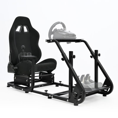 Anman Racing Simulator Cockpit Stand with red Racing Chair fit Logitech G29 G920 G923 Thrustmaster by Anman