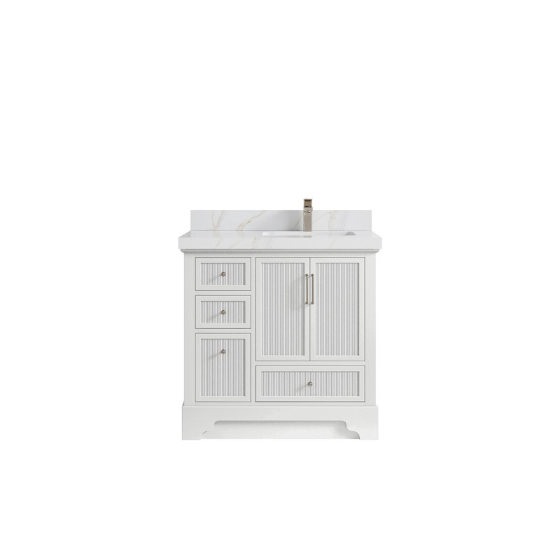 Meuble-lavabo simple 36 po avec plateau en quartz Alys