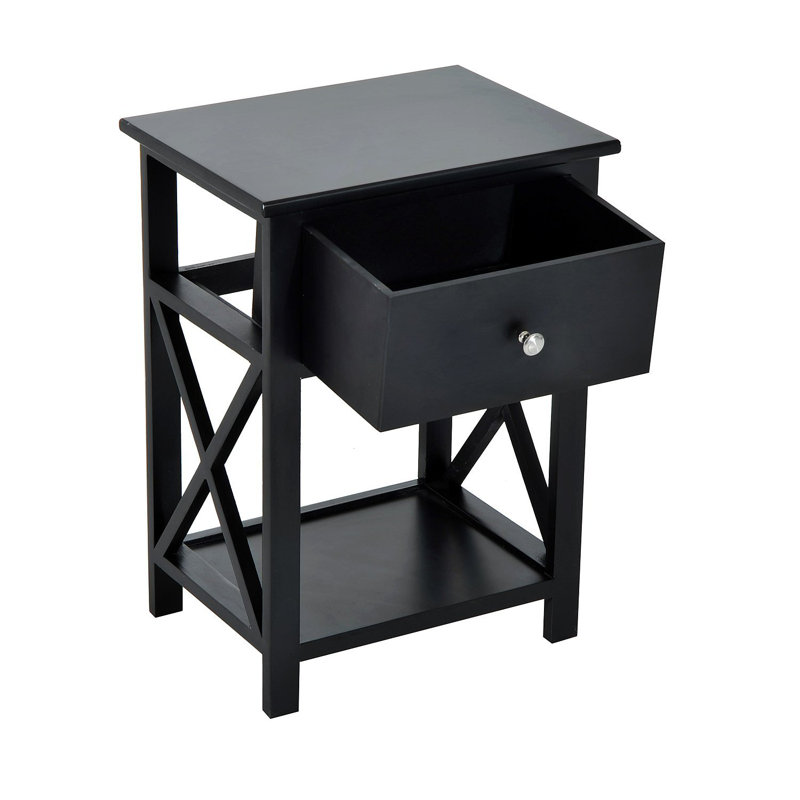 Dane End Table with Storage, Black
