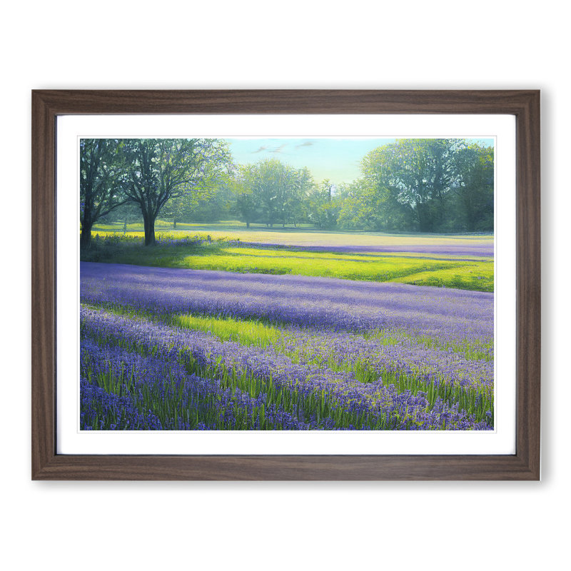 Exceptional Bluebell Field - Single Picture Frame Print, 46cm H x 64cm W x 2cm D, Walnut