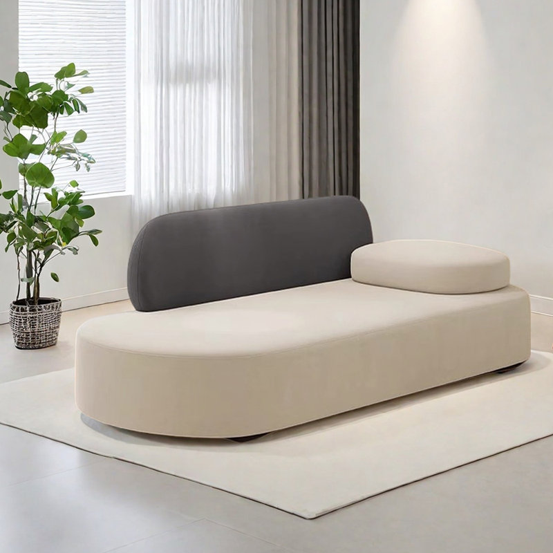 Méridienne légère et luxueuse, Orienté à droite, Beige / gris foncé