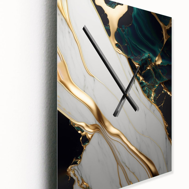 Jainiya - Horloge murale moderne abstraite en marbre, H 40 po x l 30 po