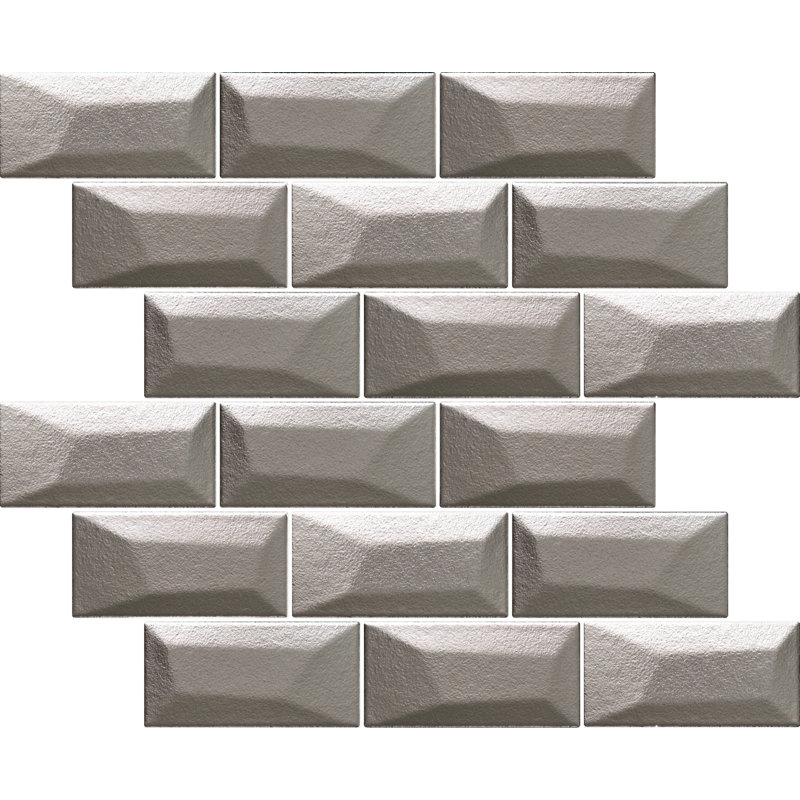 Geo Aluminum 12" x 15" Porcelain Mosaic Tile, Gray
