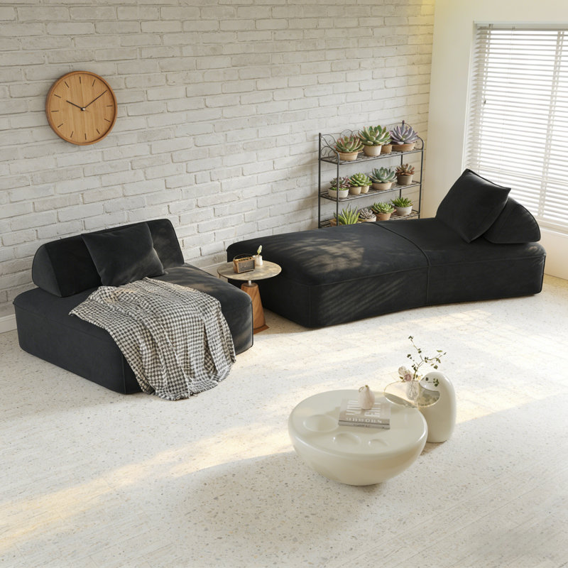 Boneless Modern Oversized Modular Sectional Sofa Set, Black