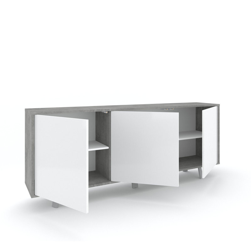 Dairis 177cm Sideboard, Cement/Gloss White