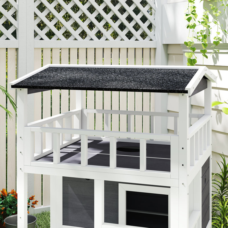 Maison de chat pour l'intérieur et l'extérieur, abri pour chat, chaton, condo pour chat, meubles pour chat en bois avec portes d'évacuation