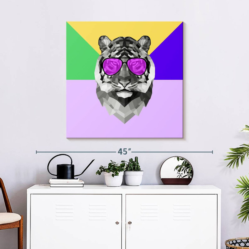 Brampt Party Tiger In Glasses, 30" H x 30" W