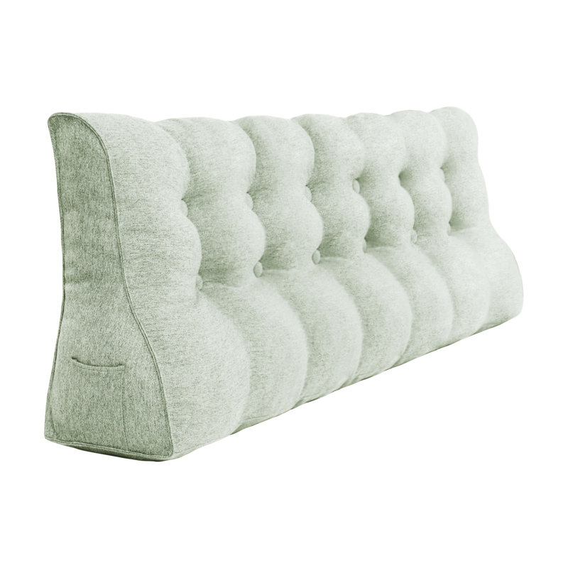 Sit-up Back Comfort Linen Bed Rest Back Contour Headboard Wedge Reading Pillow Compression, California King, Ivory