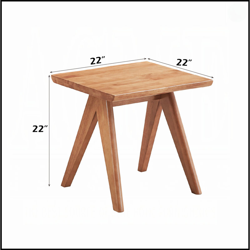 Table de bout décontractée à finition naturelle de style Mid-Century pour une utilisation polyvalente à la maison