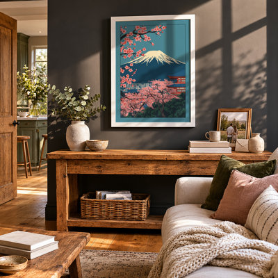 Moonlit Cherry Blossom Japandi - Framed Print