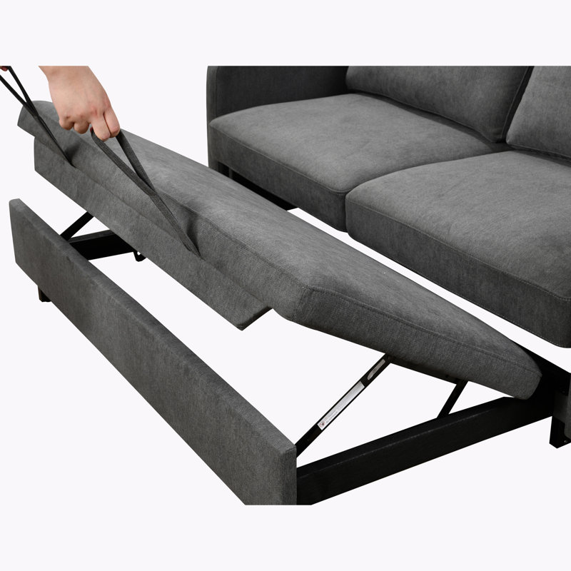 Canapé-lit ferme convertible 3 en 1 Zaryab, Polyester gris foncé