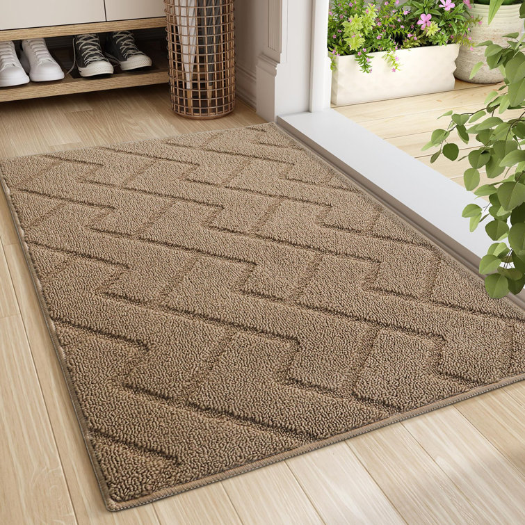 Indoor Doormat Entryway Mat, Non Slip Absorbent Mud Trapper 20''x32'' Khaki