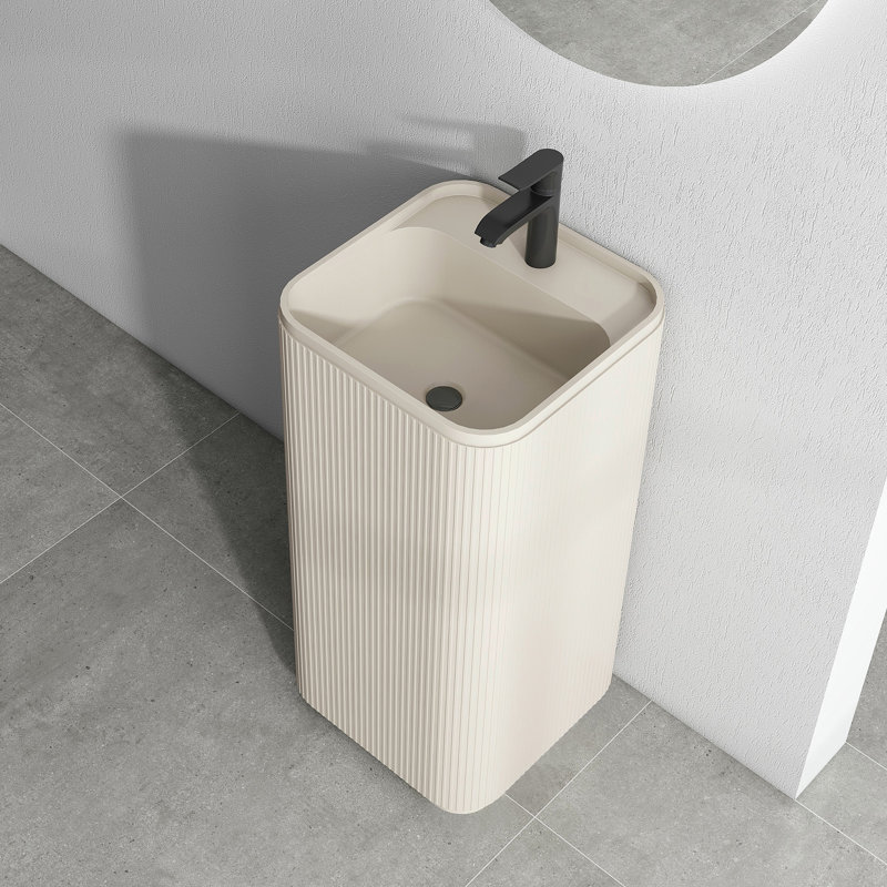 16.5'' Freestanding Textured Solid Surface Pedestal Bathroom Sink