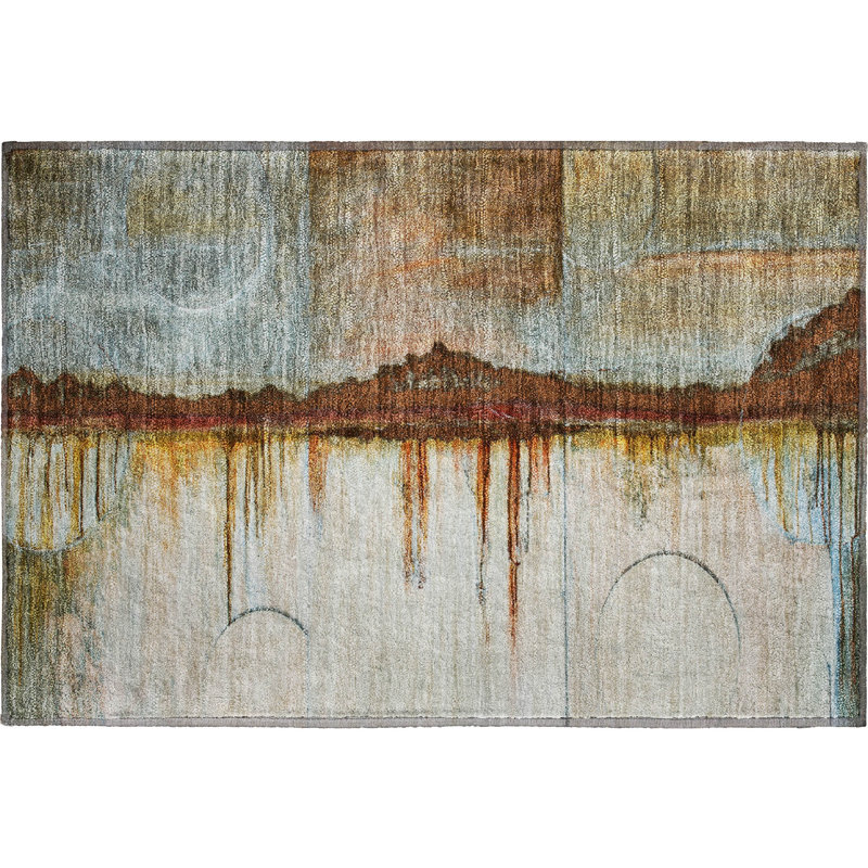 Premium Machine Washable Mayfield Abstract Rug, Rust, 1'8" x 2'6"