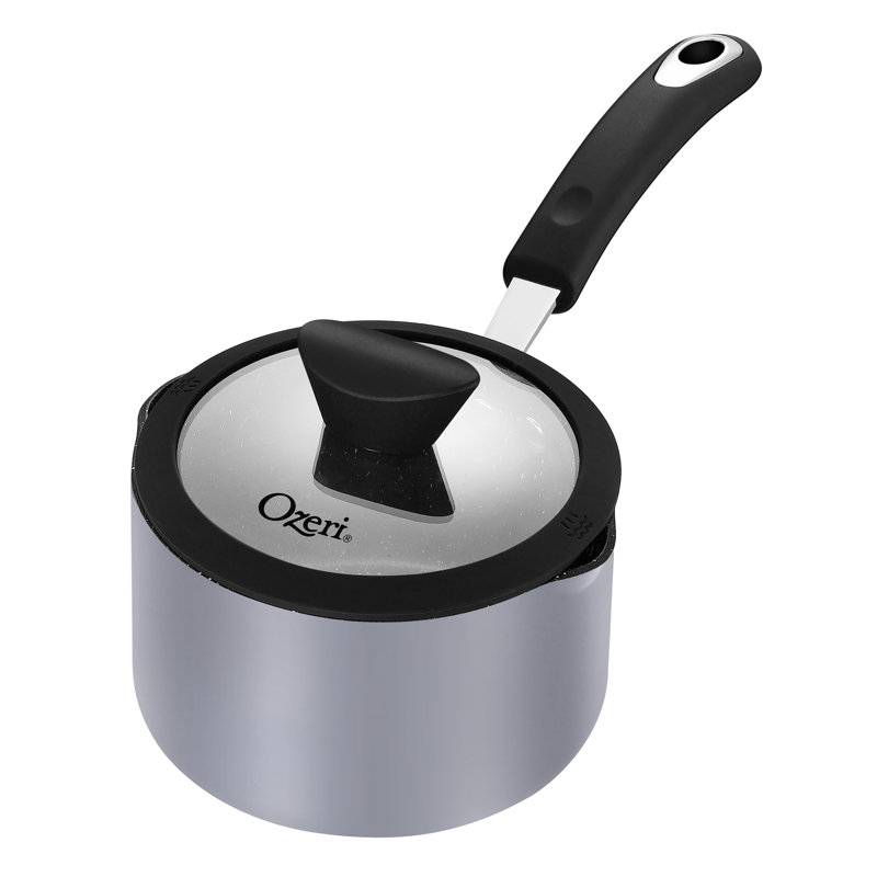 Casserole antiadhésive de 5,3 pte avec couvercle Ozeri Stone Earth All-In-One APEO & PFOA, 1,5 L (1,6 pte), Gris foncé