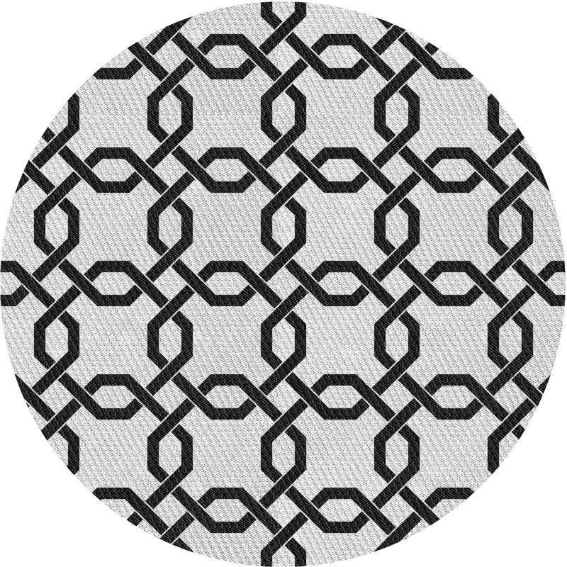 Tapis noir/blanc à motifs Hopp, Rond 5 pi