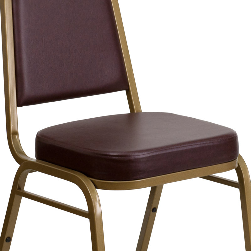 Chaise de banquet empilable Amaya, Vinyle noir, Doré, 1